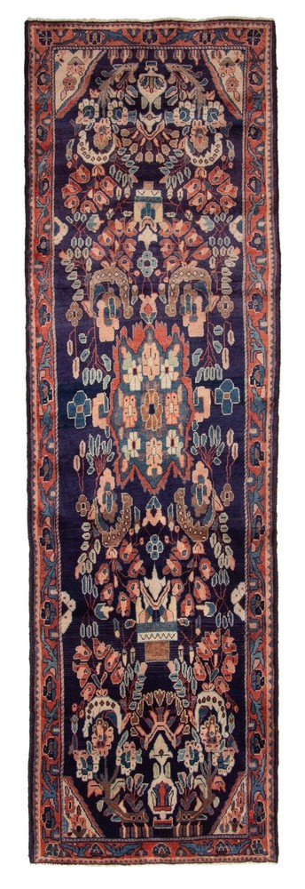 3'2" x 10'7" Vintage Hand-knotted Runner Rug Traditional Oriental Wool Carpet