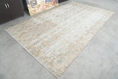 6×9 area rug, turkish wool rug, hand-knotted vintage rug, oushak rug,1418