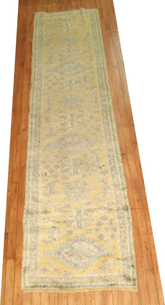 Antique Turkish Oushak Ushak Rug Runner Size 2'6''x11'