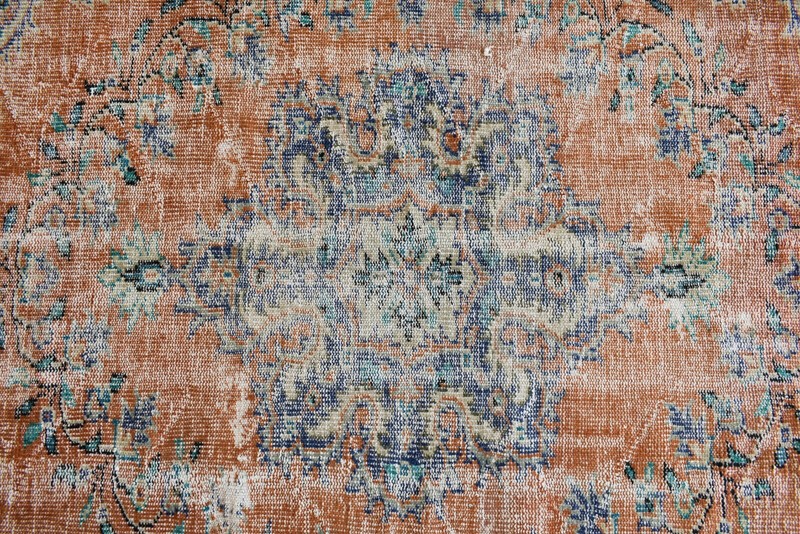 Large Turkish Rug 8.4x5.6 ft Vintage Rug Faded Oushak Rug Living Room Carpet B16 gallery