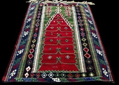 Antique Turkish Kilim Rug Traditional Anatolian Wool Prayer Design Green Red Rug