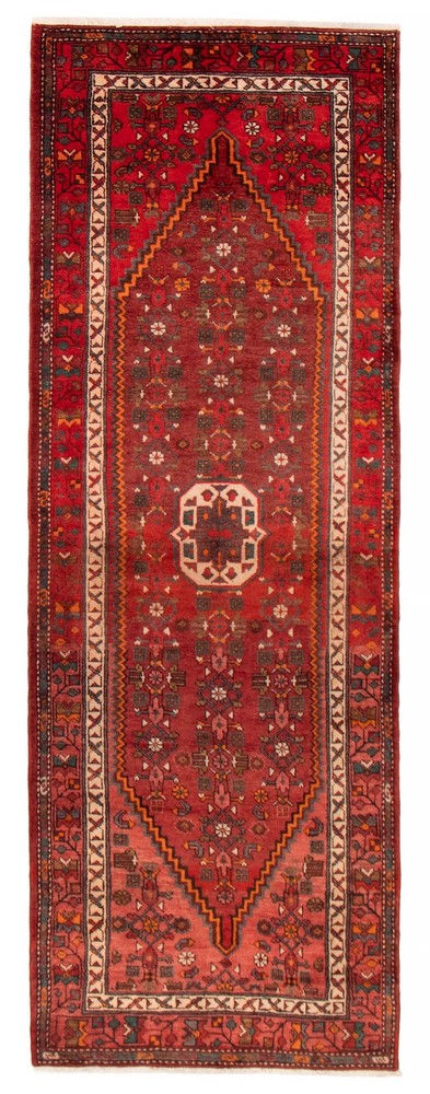 3'7" x 9'11" Vintage Hand-knotted Runner Rug Traditional Oriental Wool Carpet