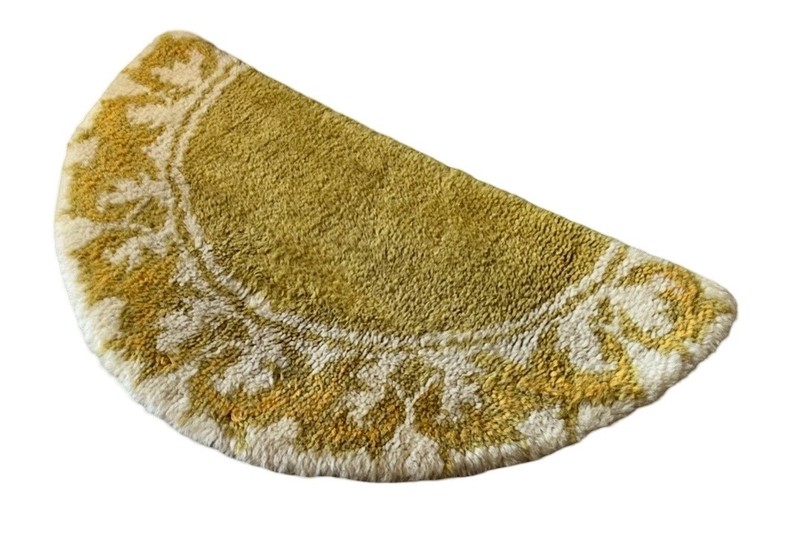 Vintage 70's/80's Yellow Half-Circle Knit Rug, Retro Shag Mat, Bathroom Carpet gallery