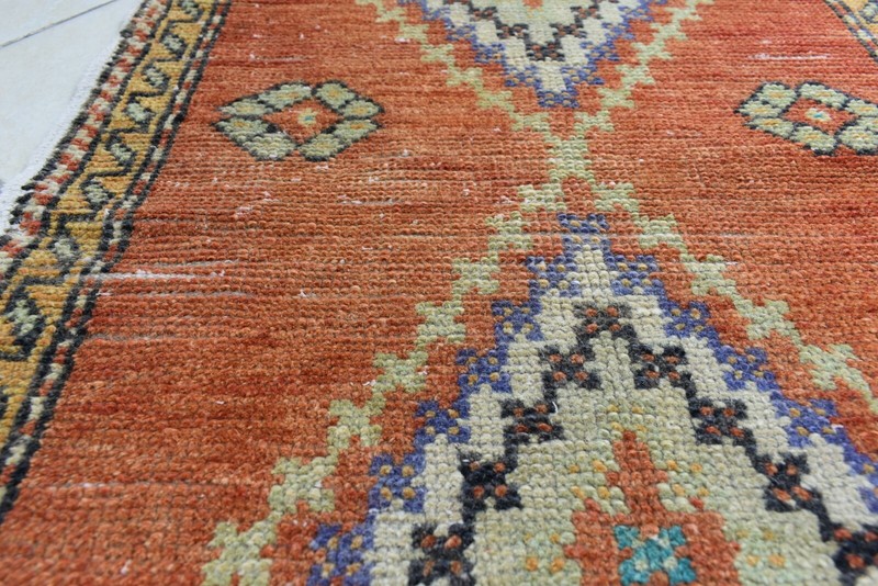 3x1.5 ft Anatolian Runner Small Vintage Rug Oushak Runner Mini Turkish Rug Y80 gallery