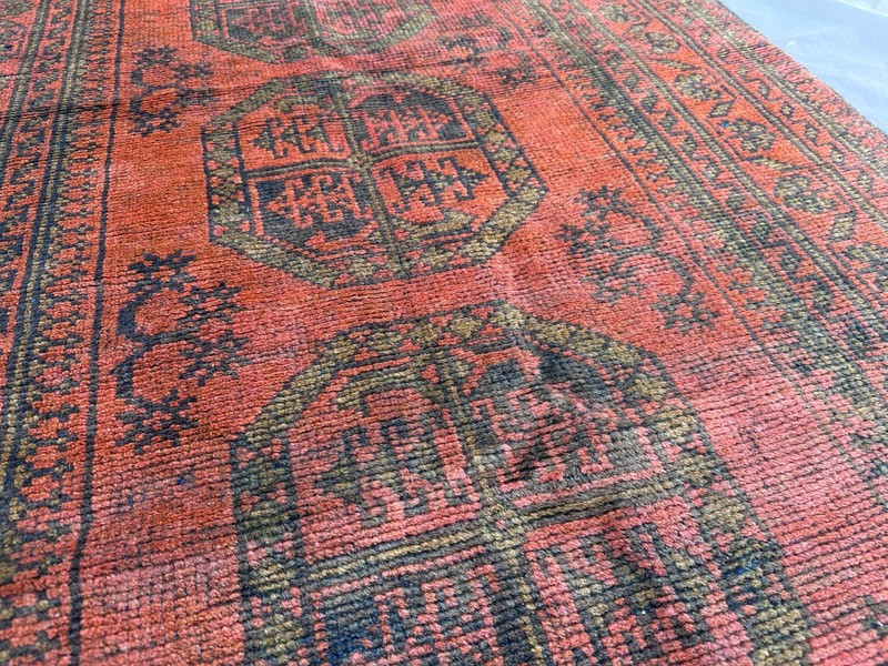 Terracotta Vintage Turkmen Bukhara Rug Faded Tribal Wool Handmade Rare Area Rug gallery