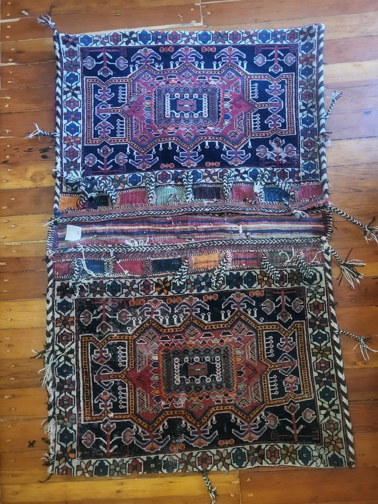 Vintage Tribal Saddle Bag. Khorjin. 52" X 31".