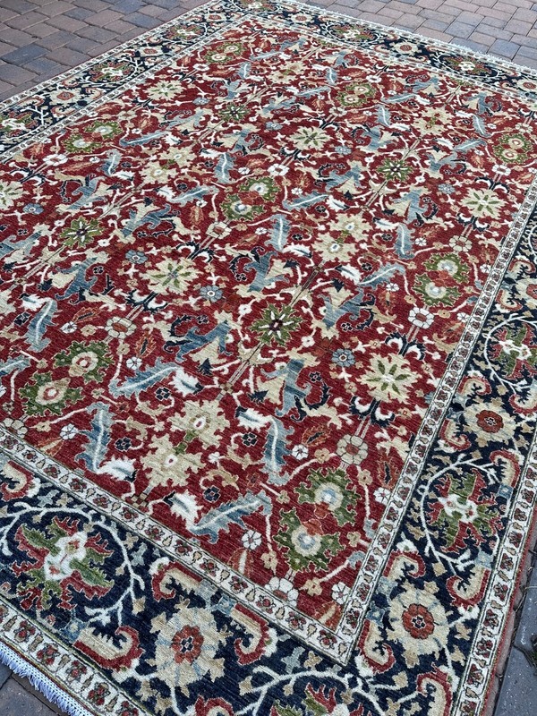 Contemporary Handmade Afghan Oriental Rug, Geometric Allover Design, 9x12 gallery