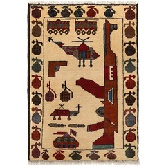 Afghan AK-47 War Rug Handwoven Cultural Design Carpet 3×2.1 ft