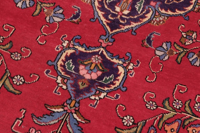 Stunning Antique Oriental Rug 8'6" x 12'10" | Vibrant Red & Blue Medallion gallery
