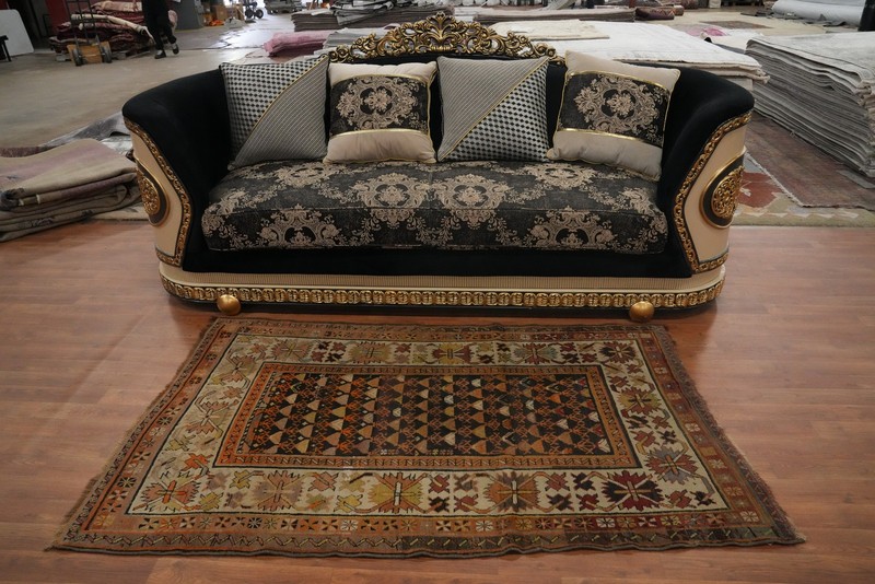 Pre-1900 Caucasian Vegetable Dye Antique Rug 4x6 Wool Hand-knotted Carpet gallery