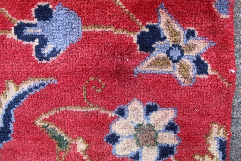 Vintage Fragment Hand Made Traditional Oriental Wool Red Rug 149x92cm gallery