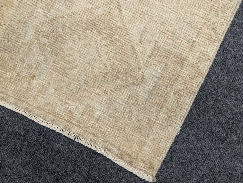 2 x 3 ft Vintage Beige Door Mat, Turkish Oushak Wool Bathroom Rug, Handmade Rug gallery