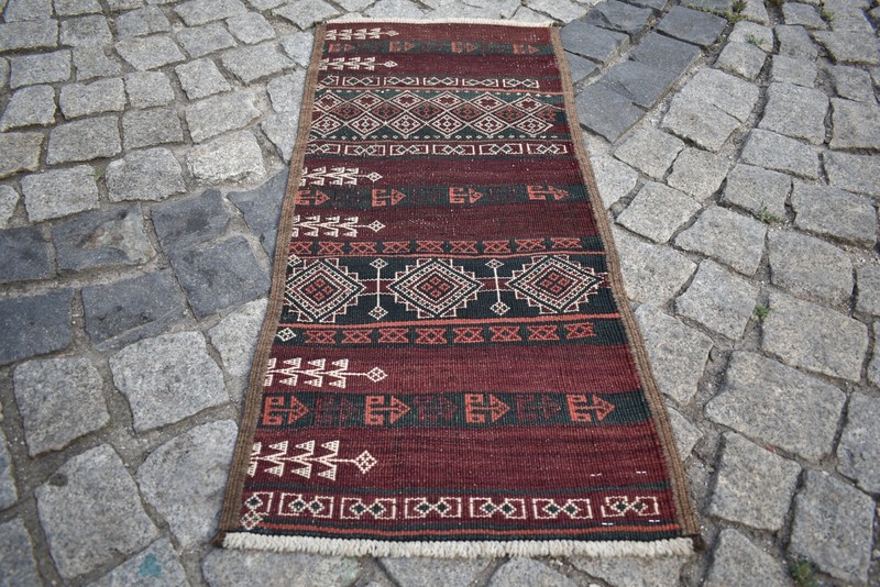 Vintage Tribal Kilim Yastik 1'4'' x 3'1'' ft Natural Color Kilim Yastik Area Rug gallery
