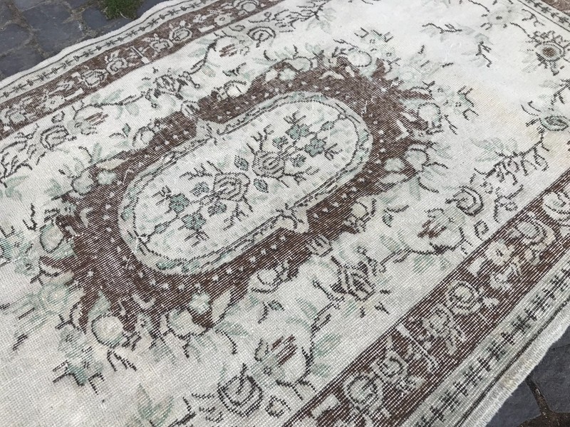 Bohemian Area Rug Handmade Wool Rug Turkish Vintage Traditional Rug 3,8 x 6,9 ft gallery