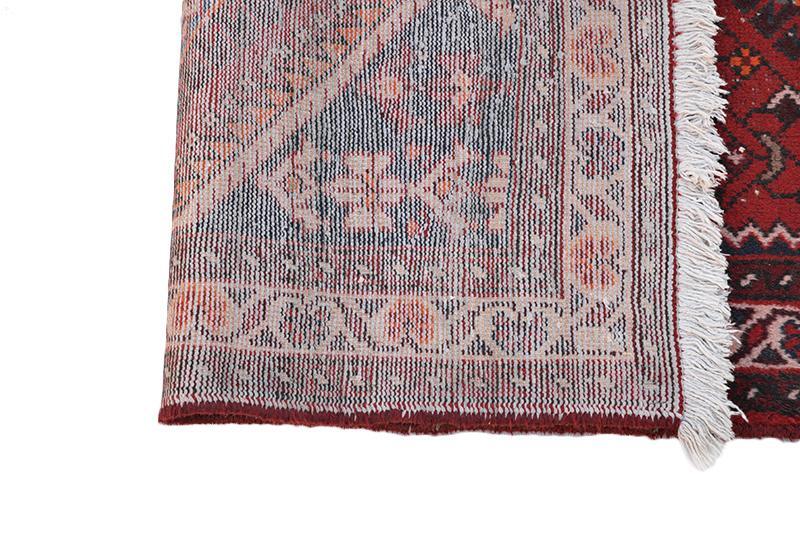 Diamond Medallion Tribal Afghan 4' 3" x 6' 5" Red Hand Knotted Area Rug gallery