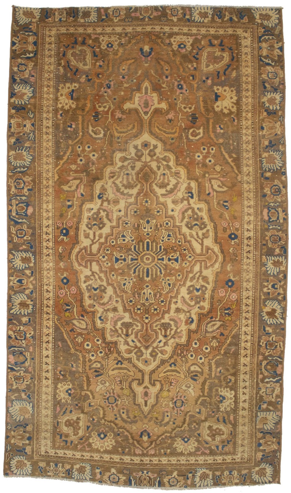 Hand-Knotted Antique Oriental Rug Muted Rust Floral Style Vintage Carpet 6X10 ft gallery