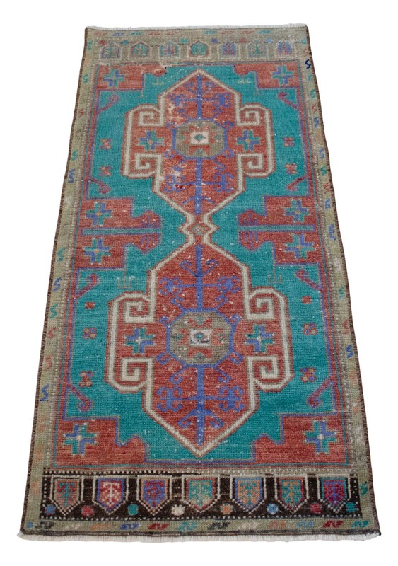 Wool Door Mat, Vintage Turkish Rug Handmade Small Rug, Kitchen Rug 2x4 ft approx gallery