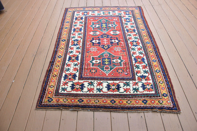 Antique kazak Rare Caucasian Gendje kazak rug 5x7ft Collectors Pc gallery