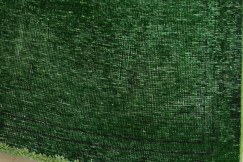 Vintage Overdyed 9’7” x 12’11” Green Distressed Wool Hand-Knotted Oriental Rug gallery