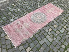 Turkish Vintage Rug Handmade Wool Rug Bohemian Runner Rug 2,4 x 7,1 ft
