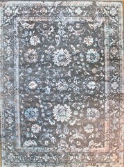 Handmade Grey & Blue Modern Floral Tabrizz Wool and Bamboo Silk Rug 9×12