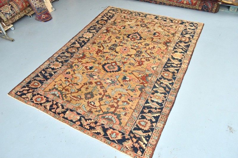 VERY RARE CAMELGROUND ANTIQUE SERAPI HERIZ REGION RUG 9,5 x 6,9 ft. circa 1900's gallery