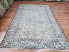 Antique Scatter Flowers Rug, Handmade Beige Rug, Kitchen Decor Rug