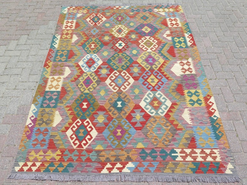 Oriental Rug, Area Rugs, Wool Boho Rug, Turkish Kilim, Handmade Rug 70"x95" gallery