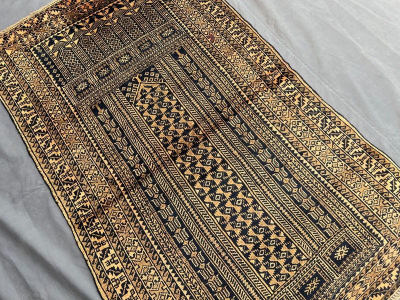 Black Turkish Prayer Rug 3x5 Antique Hand Knotted Tribal Faded Anatolian Wool ru gallery