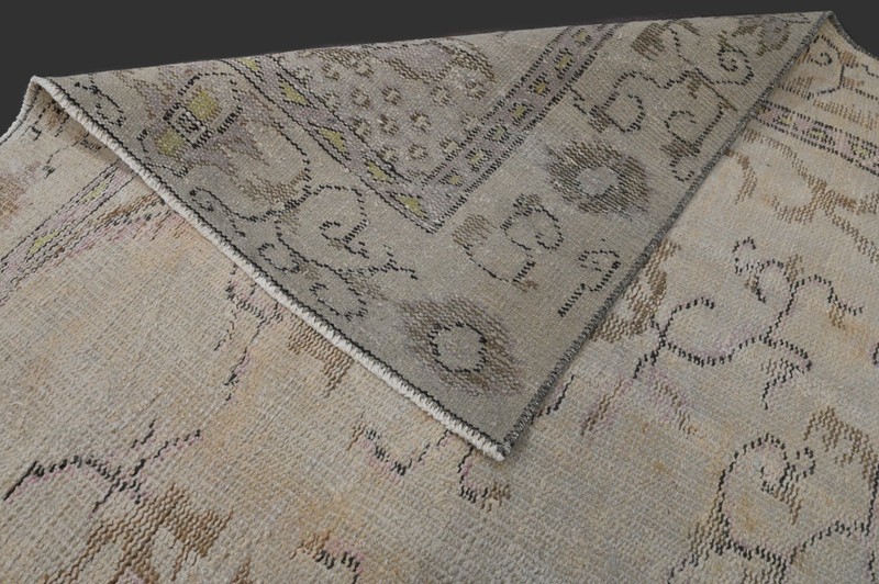 Vintage Turkish Oushak Rug, Beige 6x8 ft, Handmade Wool, Bohemian Anatolian gallery