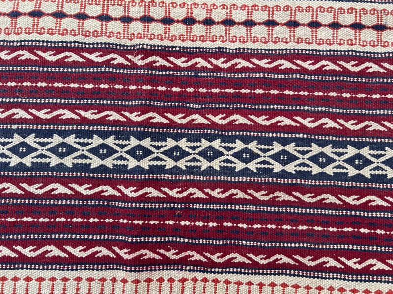 Vintage Afghan Handwoven Sumak Kilim Rug Geometric Tribal Wool Bedroom Rug gallery