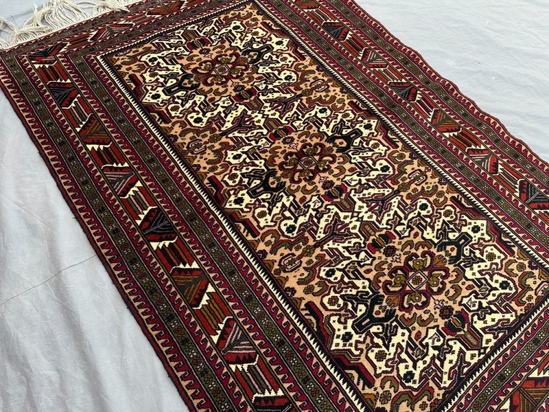 4'2x6'2 ft Vintage Afghan Hand Knotted Rug Oriental Geometric Wool Boho Carpet gallery