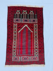 Vintage Hand Knotted Afghan Prayer Wool Rug Wall Hanging 129×80 Cm