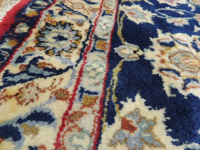 12x15 Semi-Antique Kashaan Oriental Area Rug Red Blue Navy Green wool knotted gallery