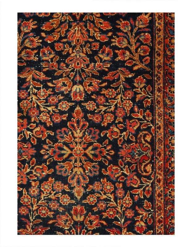 Navy Antique Sarouk Rug 2'2"x 4' gallery