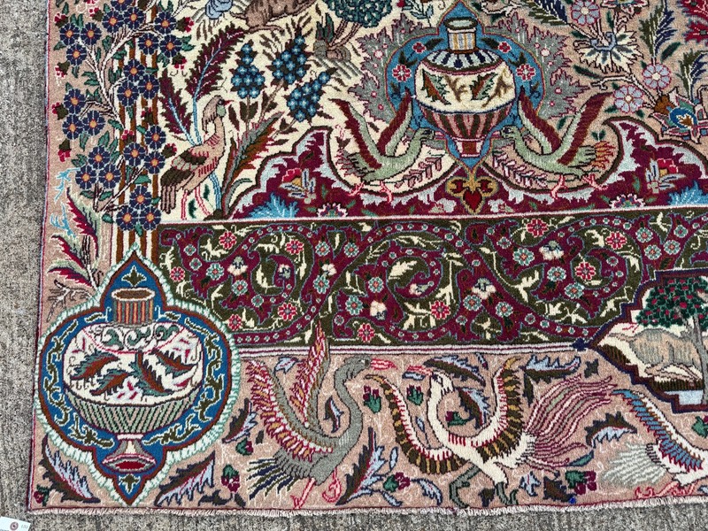 9x12 COLORFUL VINTAGE RUG ANTIQUE handmade oriental pictorial tree of life wool gallery