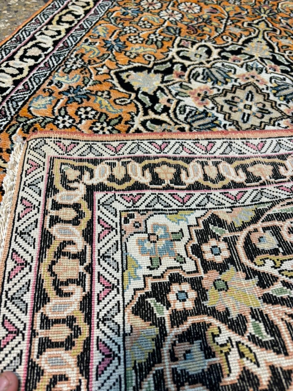 COLLECTORS' ITEM Vintage Stunning Natural Silk Hereke Turkish Carpet gallery