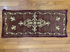 Vintage Turkish Velvet with Gold Thread Wall Hanging Rug Decor Panel 15.5” x 36”