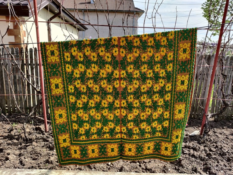 Vintage Unused Romanian traditional hand-woven wool rugs gallery