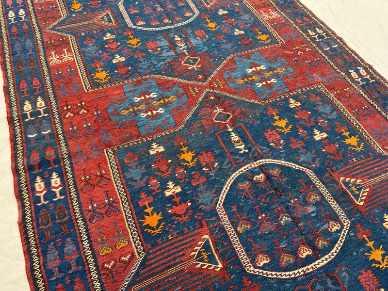 COLLECTORS' ITEM Antique Natural Vegetable Dye Star Kazak Caucasian Daghistan Ru gallery