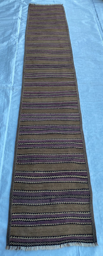 2x10 ft Afghan Handwoven Turkmen Runner Tribal Hallway Entryway Antique Wool Rug