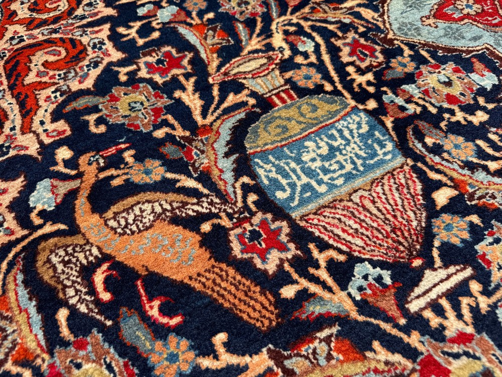 BLUE VINTAGE ORIENTAL RUG 10x12 ANTIQUE HAND-KNOTTED handmade fine clean 9x12 ft