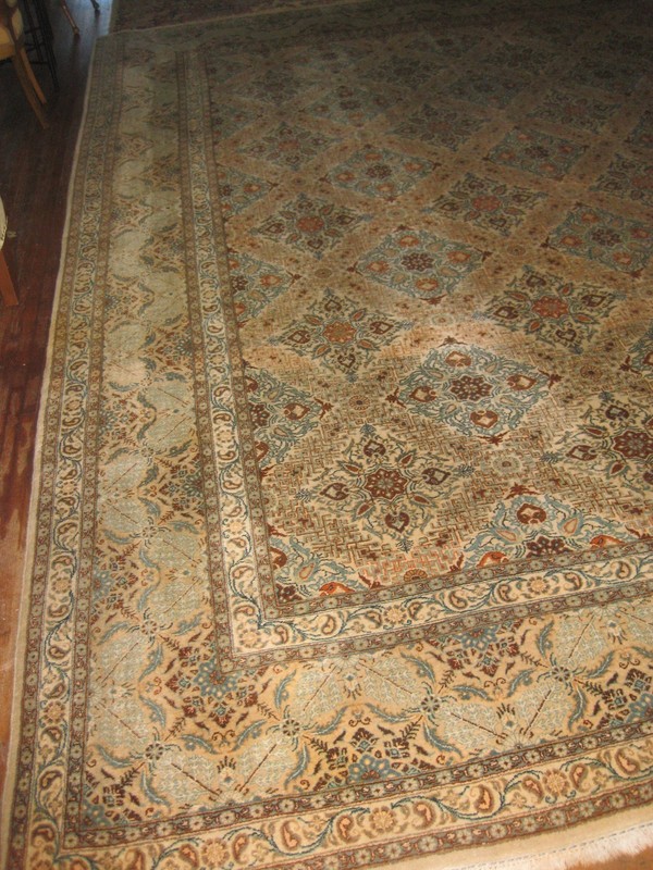 Antique wool Kaschan carpet #1, circa 1910-1930, 14x10.5 feet gallery