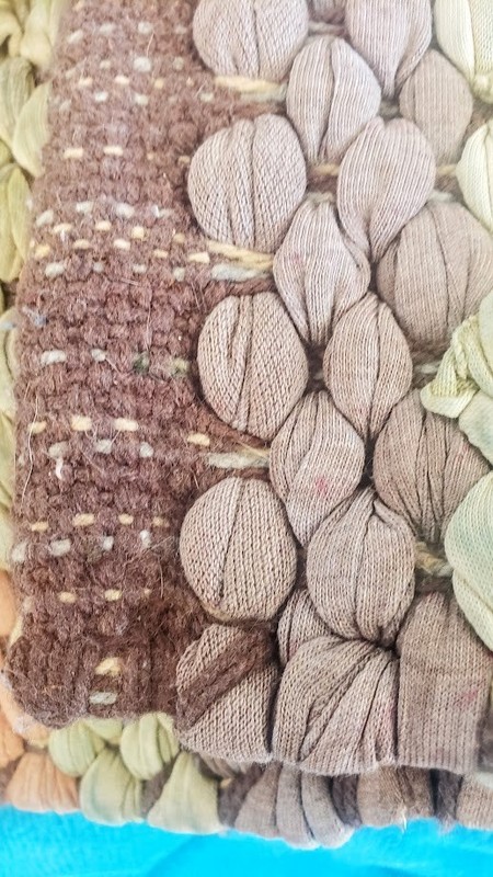 True Vintage Handmade Woven Rug ~ Rag Rug 29"x 19.5" Rectangular Rug Rag Weaving gallery