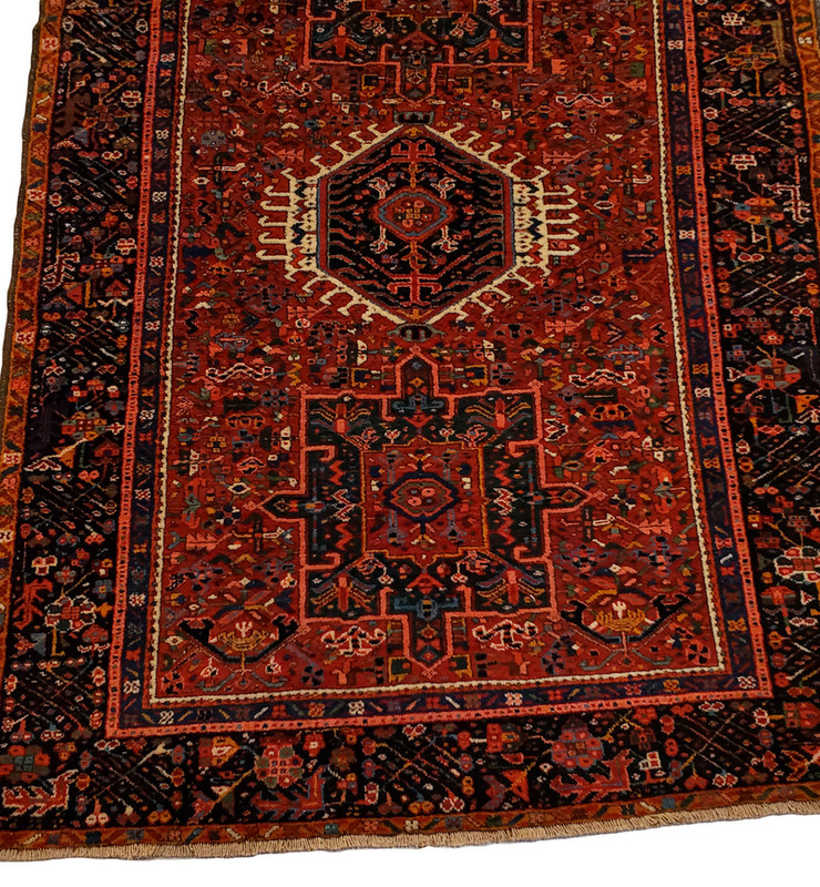 Karejeh rug Hand-knotted Beige Red - 5'0" x 6'5" gallery