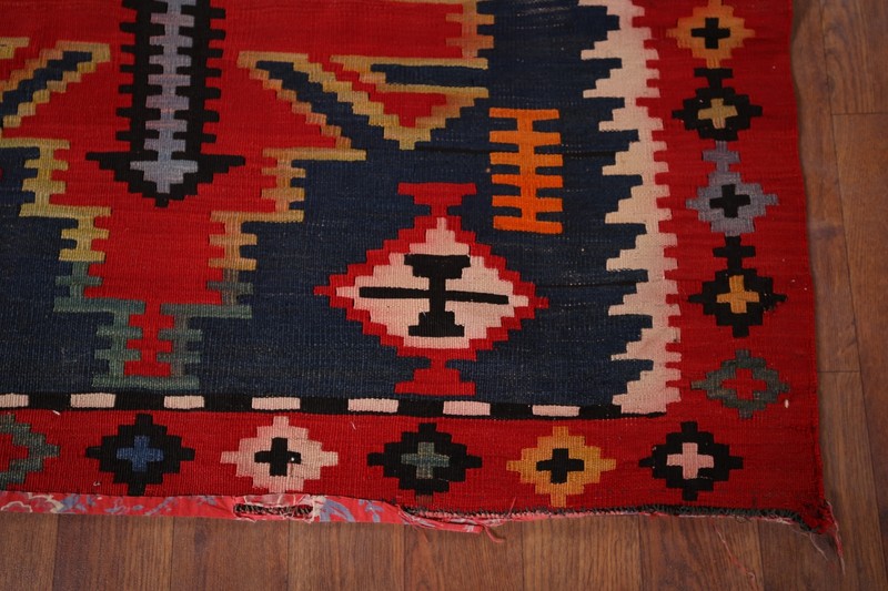 Vegetable Dye Antique Kilim Russian Shirvan Reversible Rug 6x11 Flat weave Rug gallery