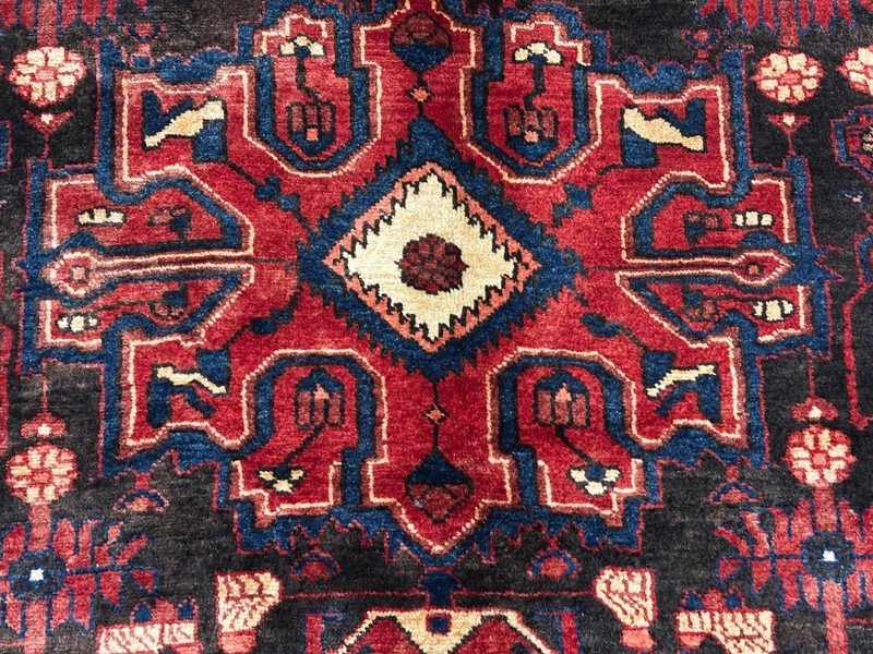 Vintage Nahavand Tribal Hand Knotted Wool Oriental Area Rug 5x9 Black Red Boho gallery