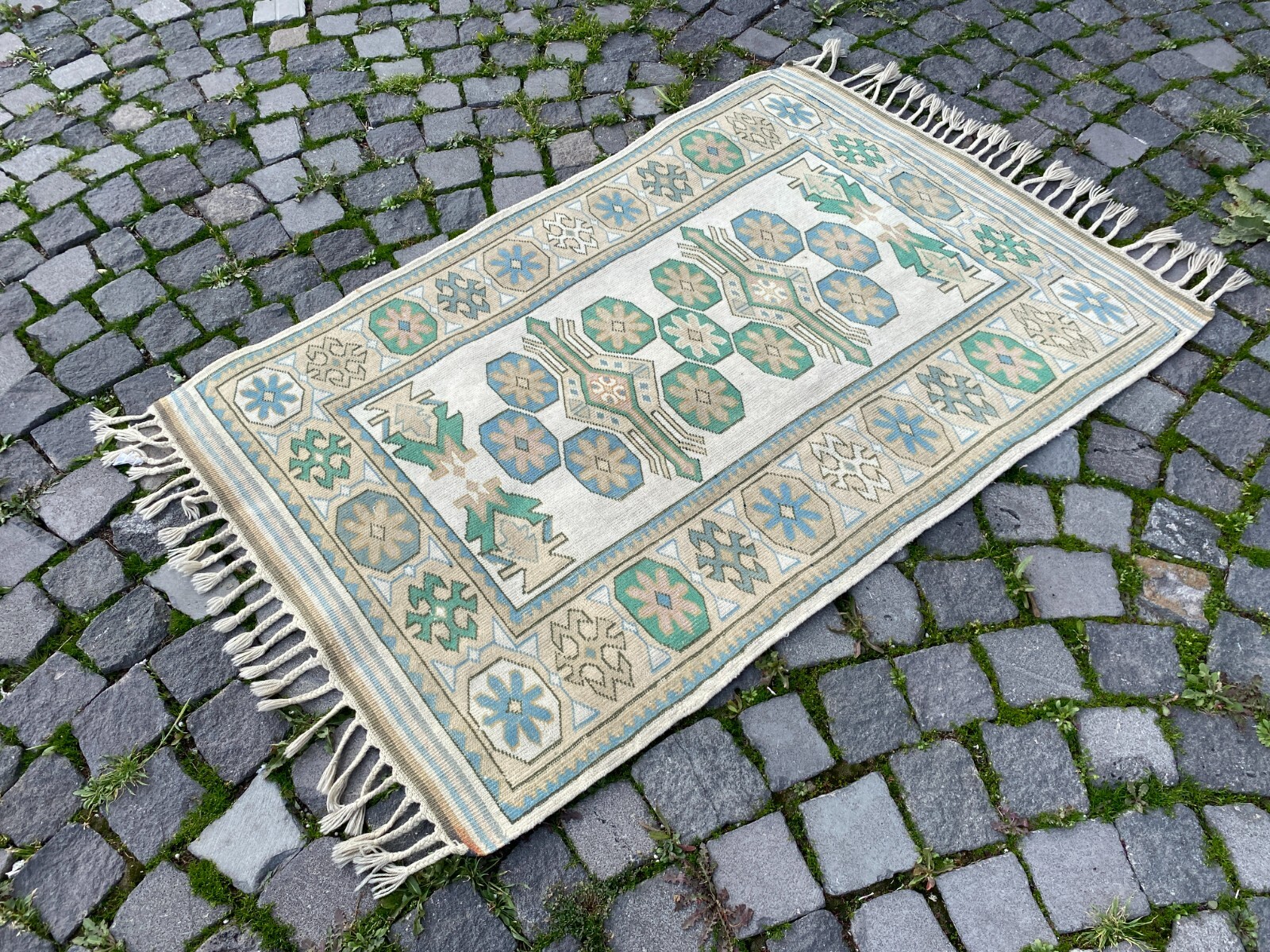 Wool rug, Area rug, Vintage rug, Turkish rug, Bohemian rug 3,0 x 4,5 ft gallery
