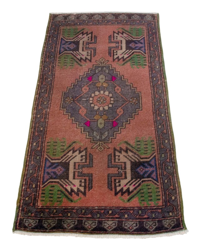 Vintage Turkish Rug Door Mat 1970s Hand Knotted Accent rug Enrty Decor 1'9 x 3'6 gallery