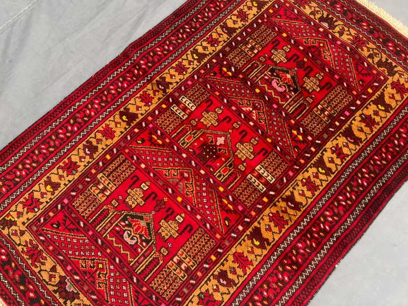 Vintage Gorgeous Natural Vegetable Dye Nomadic Maldari Prayer Rug gallery